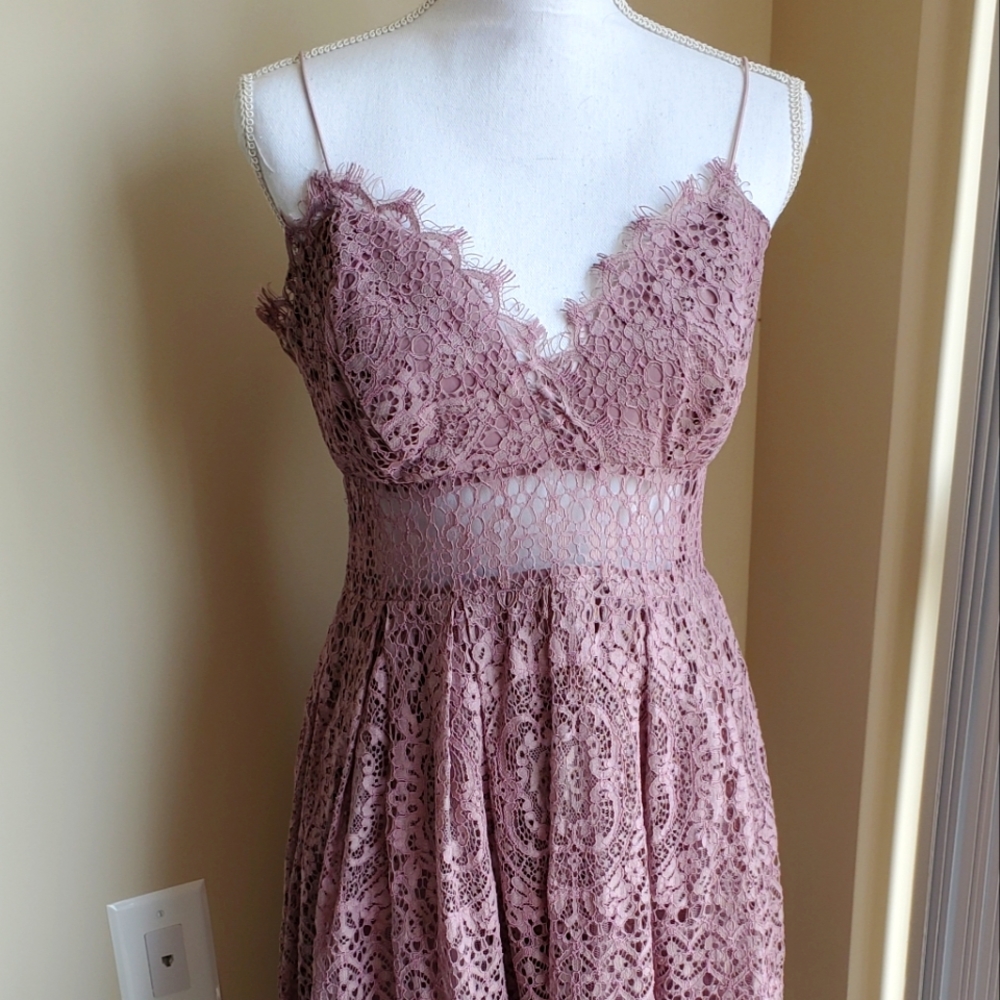 ASOS Purple Lace peekaboo A-line dress